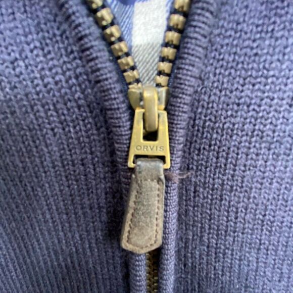 Orvis Men's Wool Ultimate Foul Weather Sweater Wool Blend Navy Blue Size L - Picture 5 of 9